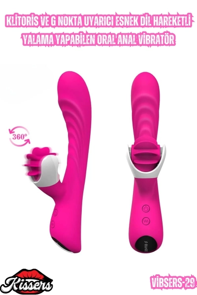 #Kissers00763 - Klitoris ve G Nokta Uyarıcı Esnek Dil Hareketli Yalama Yapabilen Oral Seks Vibratörü