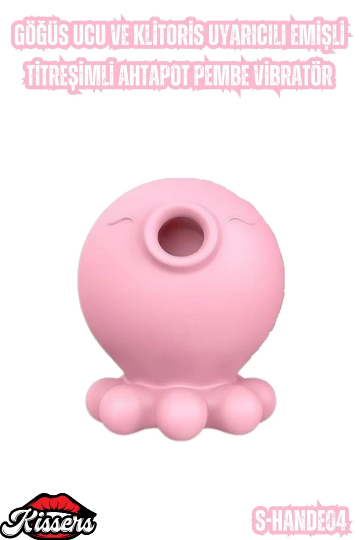 #Kissers00533 - Göğüs Ucu ve Klitoris Uyarıcılı Titreşimli Ahtapot Pembe Vibratör - KISSERS
