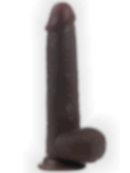 #LV317013 - Kayar Derili Çift Katmanlı Realistik Dildo 23 cm Siyah
