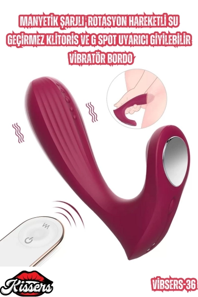 #Kissers00770 - Şarjlı Rotasyon Hareketli Su Geçirmez Klitoris ve G Spot Uyarıcı Giyi
