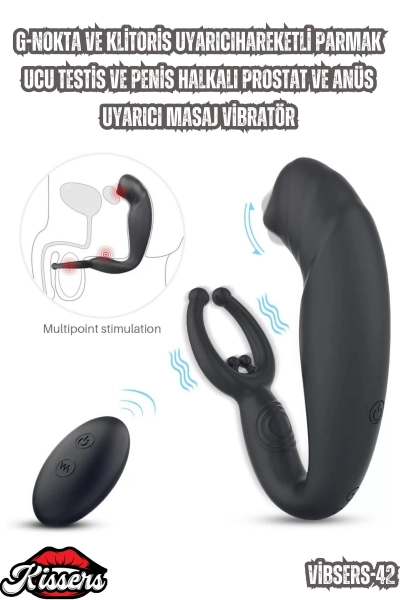 #Kissers00776 - G-Nokta ve Klitoris Uyarıcı Hareketli Testis Penis Halkalı Prostat ve
