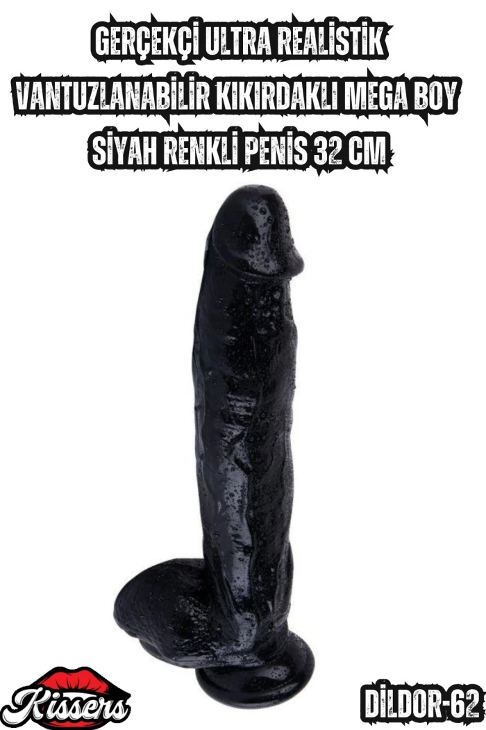 #Kissers00421 - Siyah Renkli Ultra Realistik Penis 32 Cm
