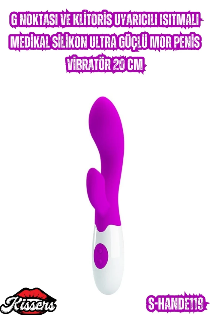 #Kissers00651 - Boyunda Isıtmalı Penis Vibratörü G Noktası ve Klitoris Uyarıcılı 20 Cm