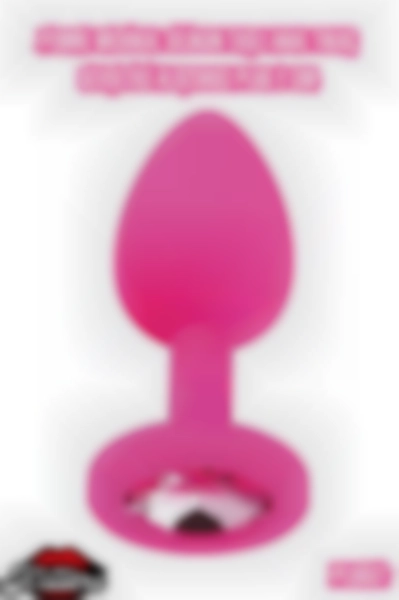 #Kissers00240 - Pembe Medikal Silikon Taşlı Anal Tıkaç 9 Cm