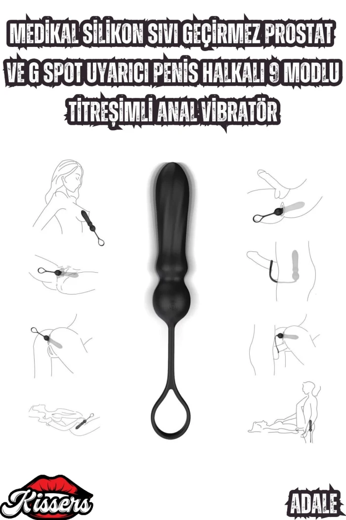 #Kissers00506 - Medikal Silikon Prostat ve G Spot Uyarıcı Penis Halkalı 9 Modlu