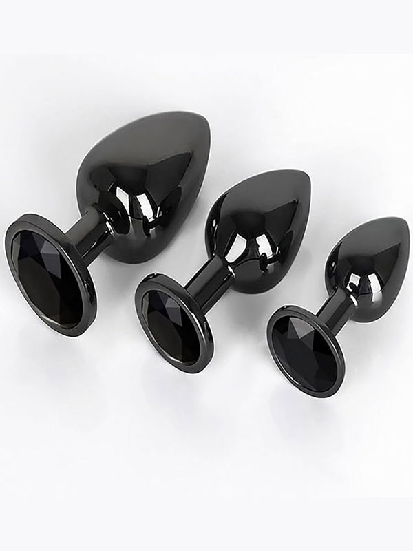 #NN08 - NOXXX Siyah Alüminyum Anal Plug 3&#039;lü Set