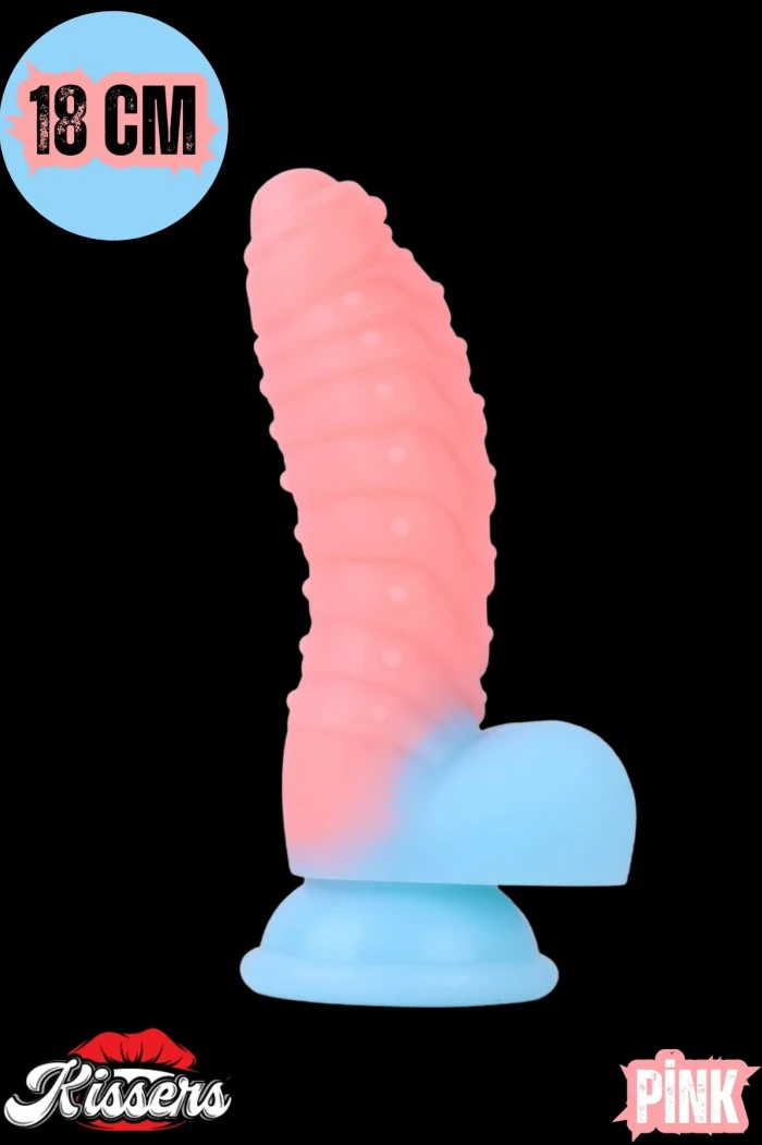 #Kissers182 - Karanlıkta Parlayan Tırtıklı Dildo - Ultra Yumuşak Realistik Yapay Penis 18 Cm