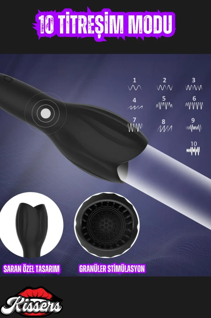 #Kissers165 - Güçlü Titreşimli Penis Başlığıyla Şarjlı Eğitim Vibratörü