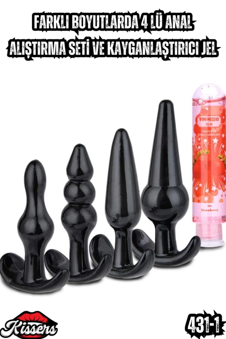 #7424 - Anal Alıştırma Seti ve Kayganlaştırıcı Jel - Farklı Boyutlarda 4lü Set