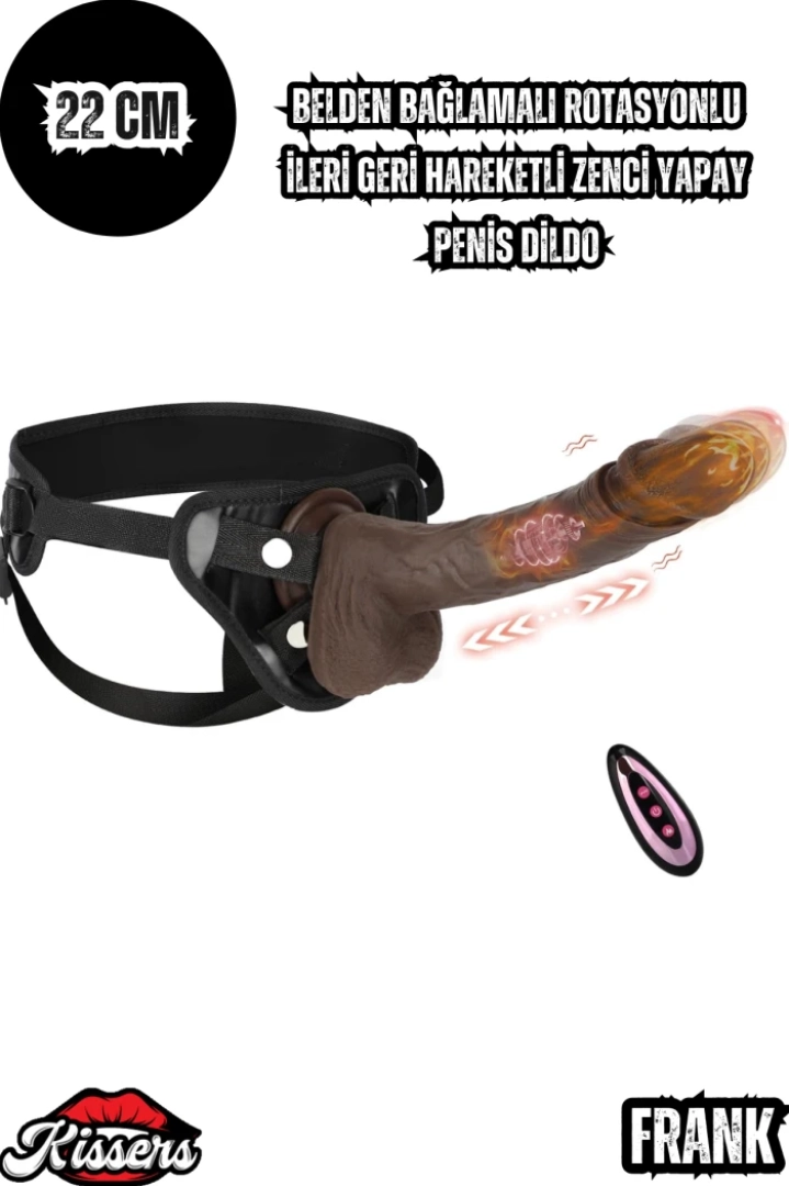#7427 - Zenci Yapay Penis Dildo 22 CM Belden Bağlamalı