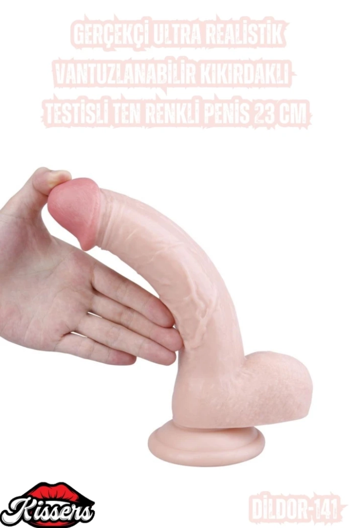 #6735 - 23 cm Gerçekçi Ultra Realistik Ten Renkli Penis Vantuzlanabilir Kıkırdaklı Ürün