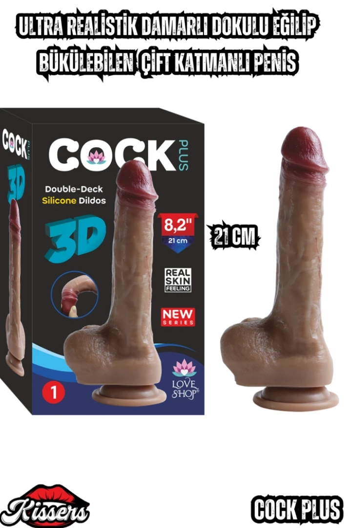 #7473 - Ultra Gerçekçi Ten Dokusunda Silikon Dildo - 21 cm Çift Katmanlı Vantuzlu