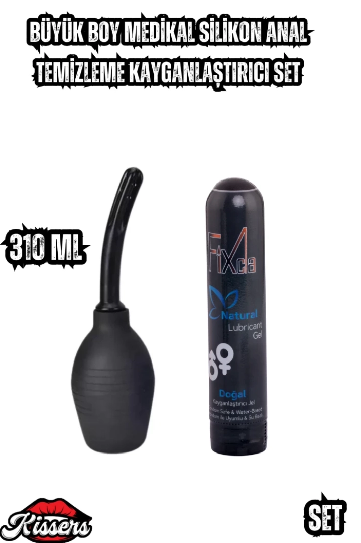 #7478 - Medikal Silikonlu Anal Temizleme ve Kayganlaştırıcı Seti - 2li Büyük Boy