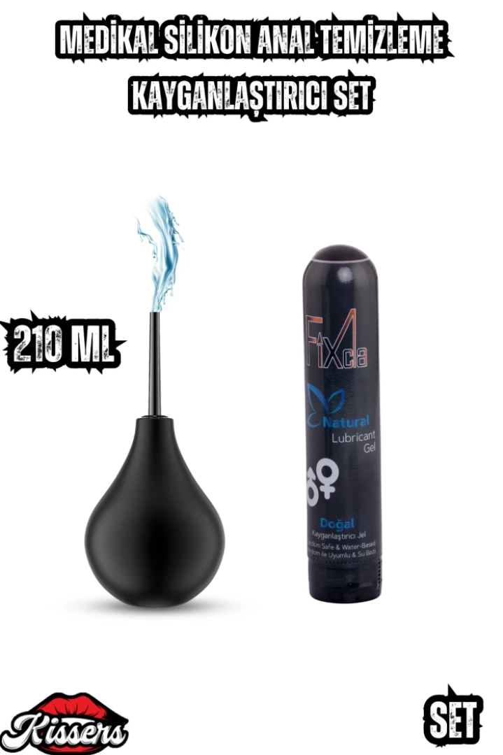 #7479 - 2li Medikal Silikon Anal Temizleme ve Kayganlaştırıcı Seti Kissers