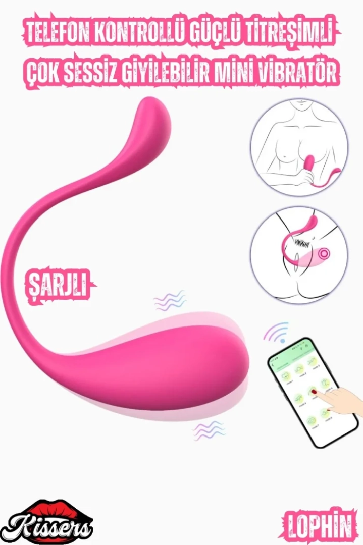 #7492 - Lophin App Şarjlı Telefon Kontrollü Güçlü Titreşimli Mini Vibratör