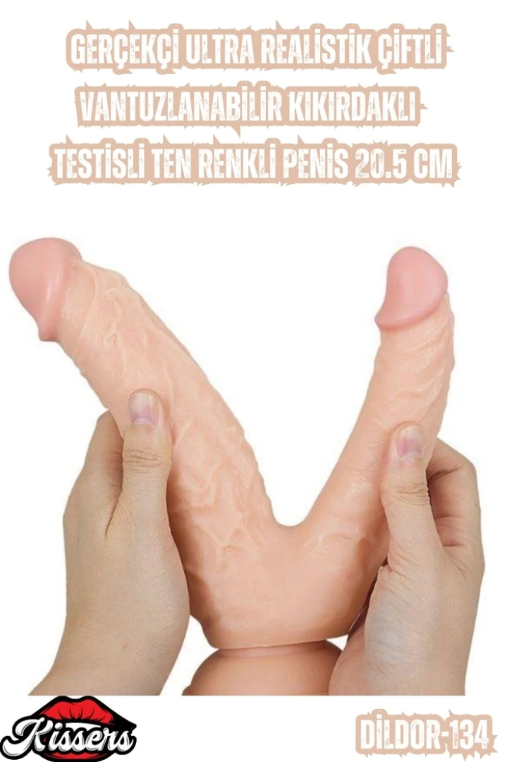 #6742 - Gerçekçi Ultra Realistik Penis - 20.5 cm Uzunluğunda, Ten Rengi, Vantuzlu ve Kıkırdaklı