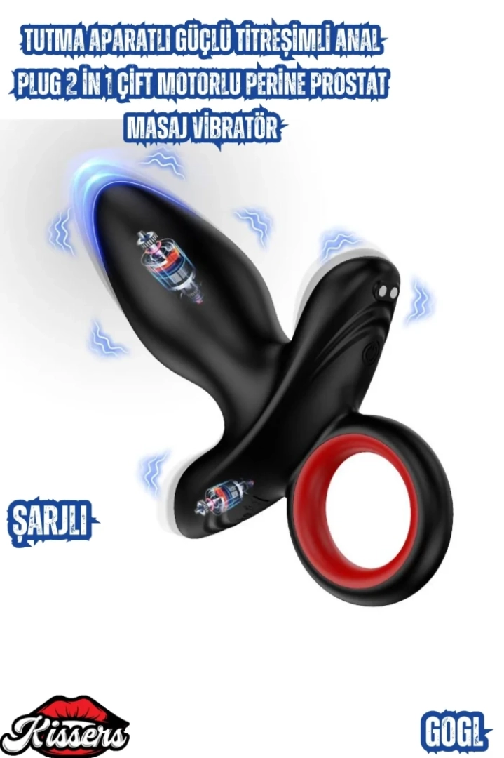 #7504 - Titreşimli Anal Plug Çift Motorlu Perine Masaj Vibratör
