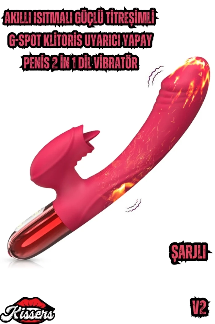 #7506 - V2 Şarjlı Akıllı Isıtmalı Güçlü Titreşimli G-Spot Klitoris Uyarıcı Vibratör