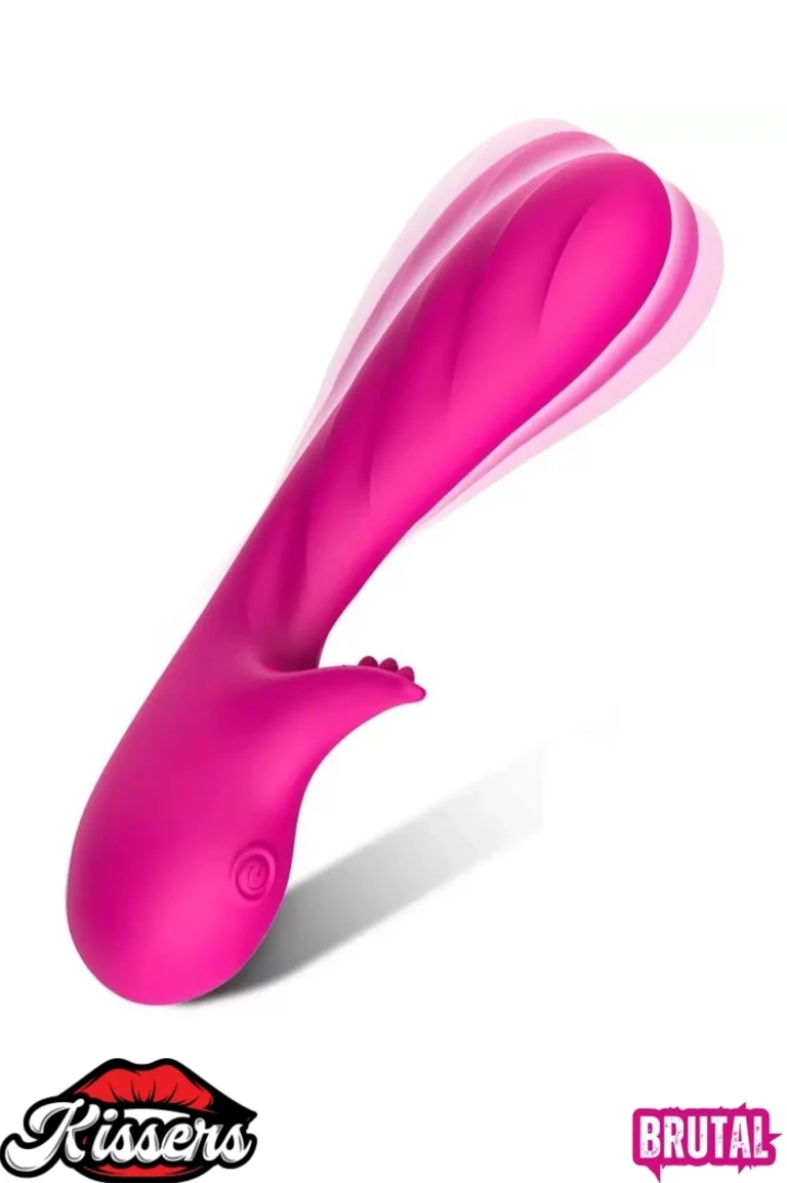 #7508 - G Nokta ve Klitoris Uyarıcılı Titreşimli Vibratör - Pembe 18 Cm