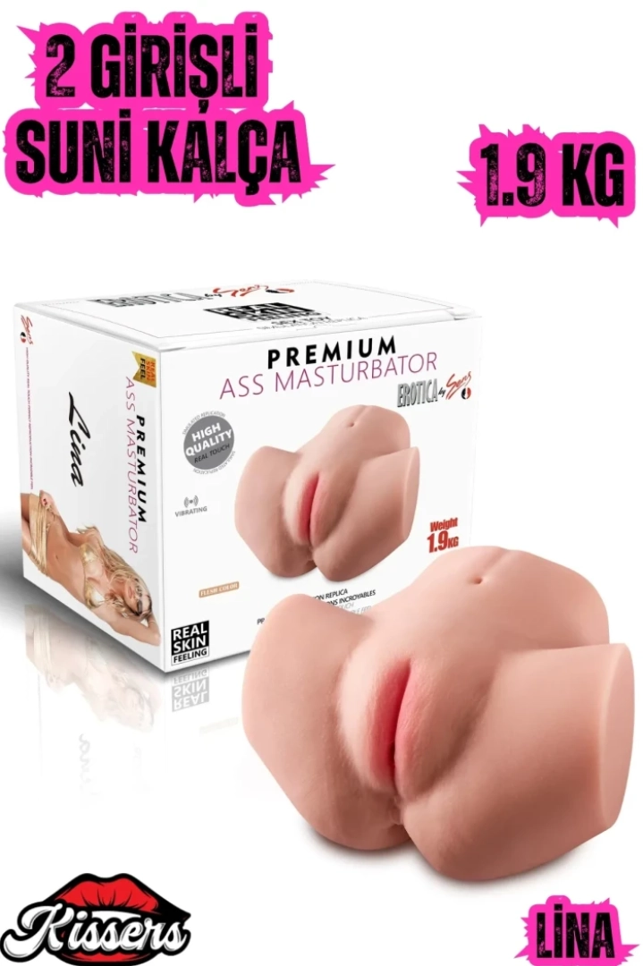 #7516 - Gerçekçi Boyutta Kalça Mastürbatör - Çift Girişli Titreşimli Anal Vajina 1.9 Kg