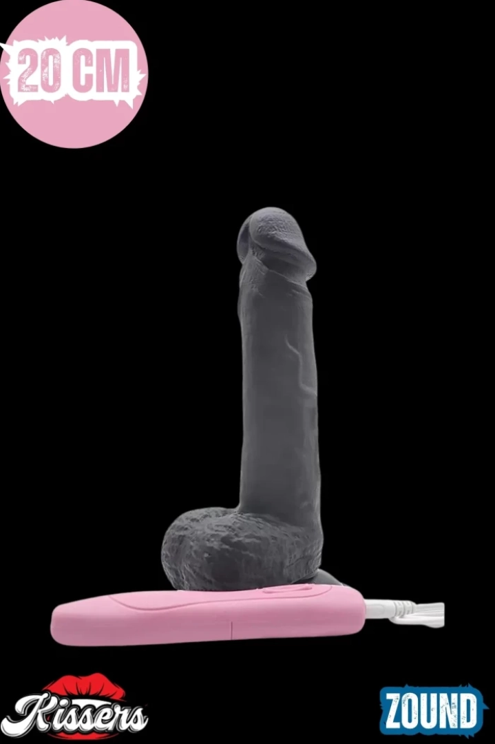 #7519 - Gerçekçi Et Dokusunda Titreşimli ve Rotasyonlu Zenci Dildo Vibratör - 20 cm