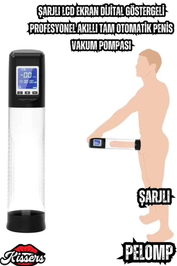 #7538 - Şarjlı LCD Ekranlı Profesyonel Penis Vakum Pompası - Kissers