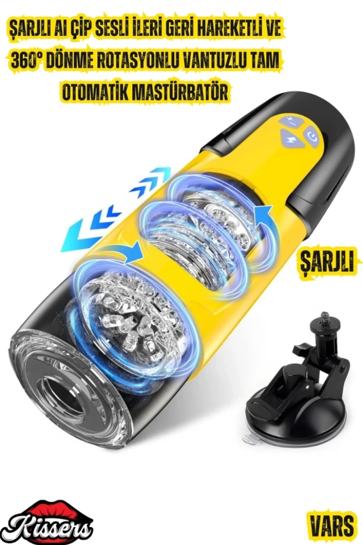 #7541 - İleri Geri Hareketli ve Dönme Özellikli Elektrikli Vajina Mastürbatörü