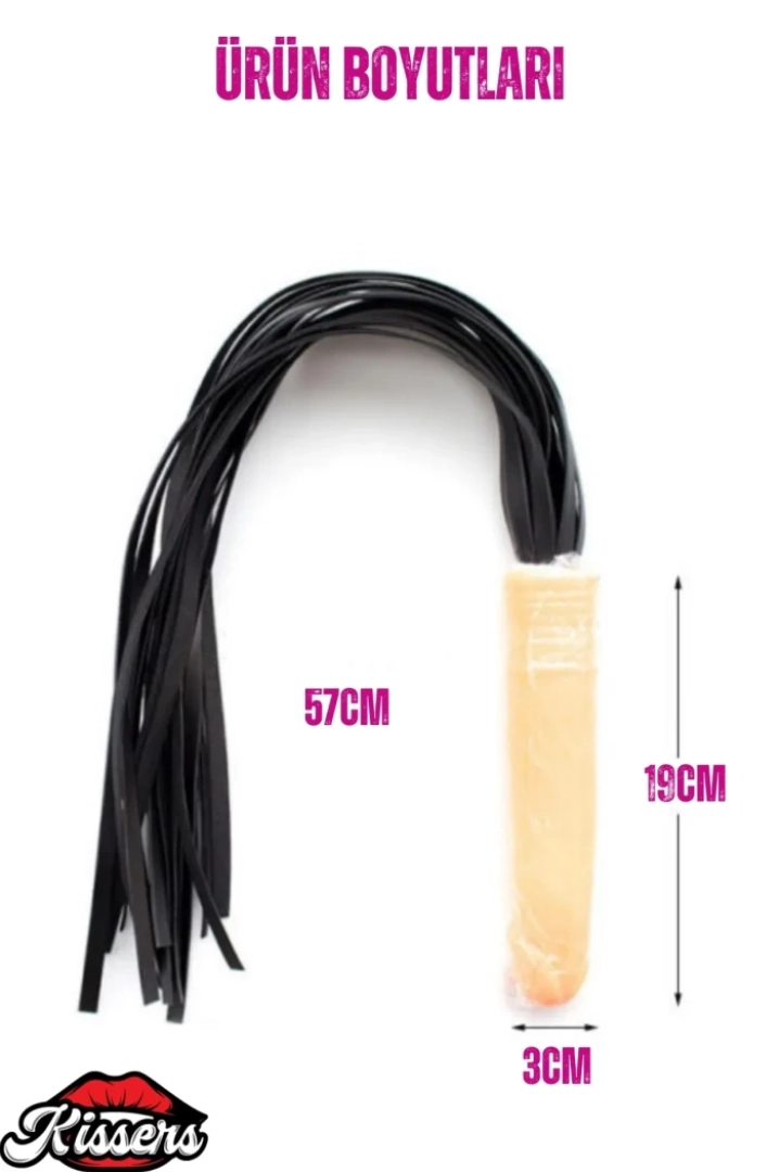 #7569 - Gerçekçi Deri Kırbaçlı 18 cm Yapay Penis - BDSM Anal Vajina Dildo Kamçı
