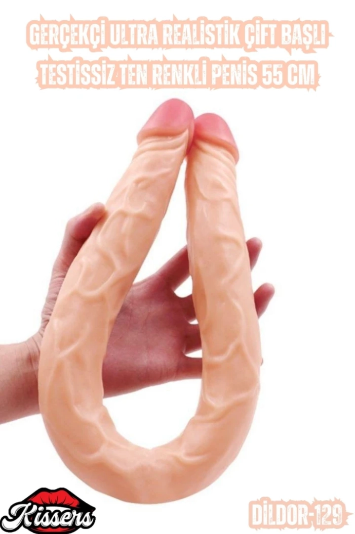 #6747 - Gerçekçi Ultra Realistik Çift Başlı Ten Renkli Penis 55 cm