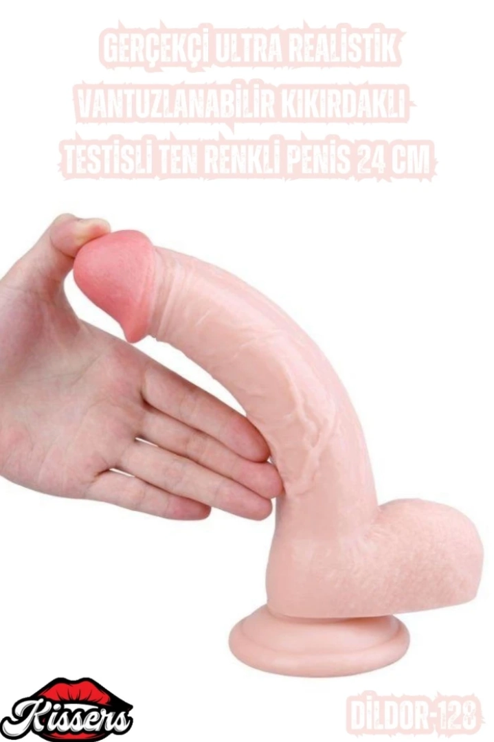 #6748 - Ultra Realistik Ten Rengi Penis Kıkırdaklı Ve Vantuzlu 24 Cm