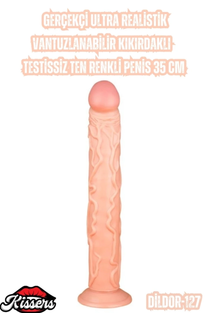 #6749 - Gerçekçi Ultra Realistik Penis Ten Renkli Kıkırdaklı Vantuzlu 35 Cm