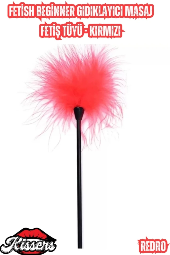 #7623 - Heyecan Verici Masaj Deneyimi için Fetish Tüy Masaj Fetişi - Kırmızı: 20 Cm