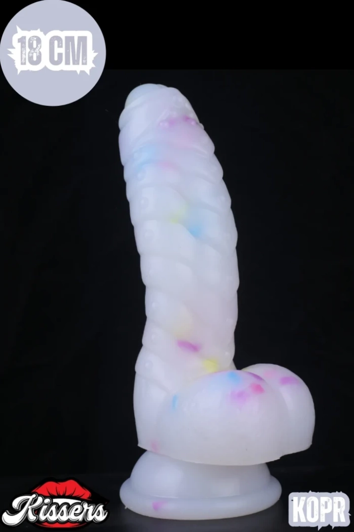 #7640 - Kissers 18 cm Renkli Benekli Tırtıklı Realistik Dildo Cinsel Oyuncak