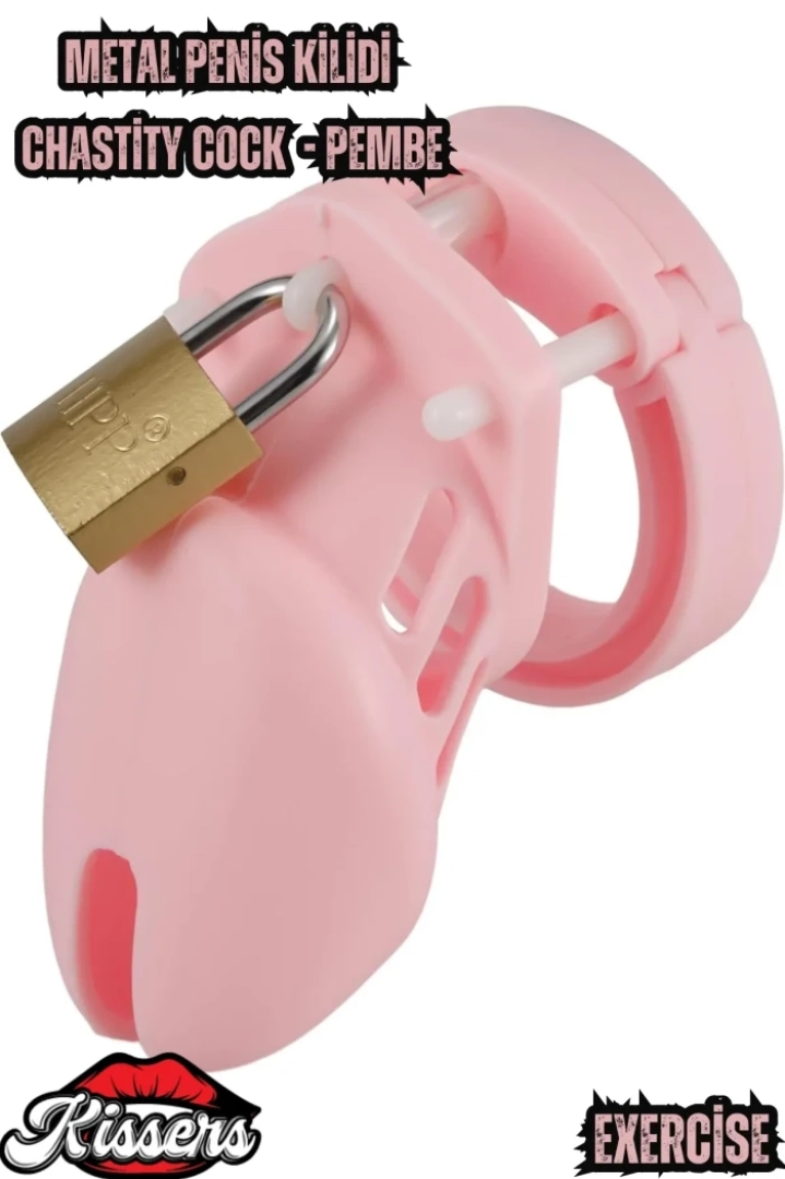 #7645 - Erkek Bekaret Cihazı - Silikon Pembe Penis Kilidi