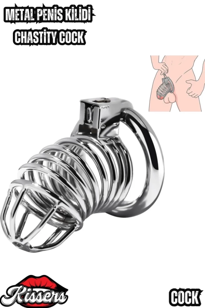 #7647 - Erkek Bekaret Penis Kilidi - Kilitlenebilir Metal Esaret Kafesi