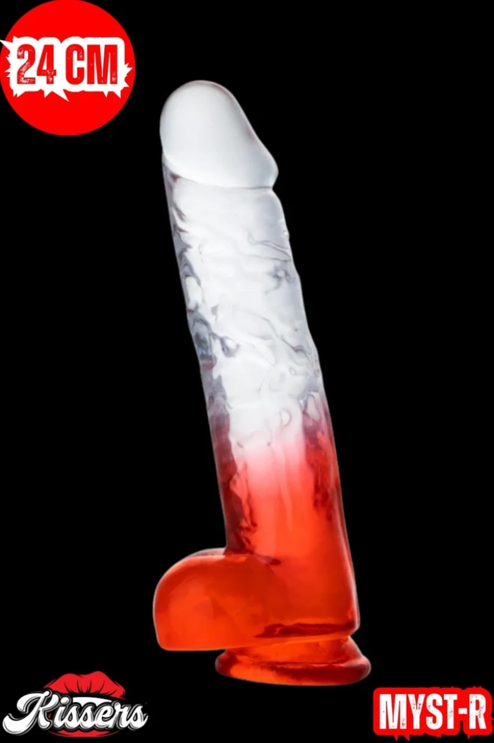 #7652 - Yüksek Kaliteli Şeffaf Kırmızı Penis Dildo 23 cm