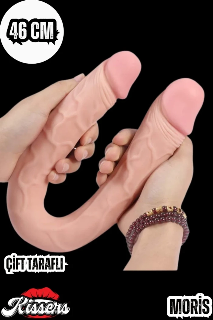 #7654 - Gerçekçi Çift Başlıklı Penis Dildo - Anal ve Vajinal Kullanıma Uygun 46 cm