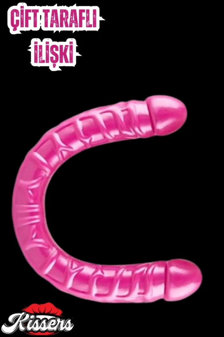 #7659 - Gerçekçi Çift Başlı Anal Vajinal Dildo - 34 Cm Pembe Unisex Oyuncak