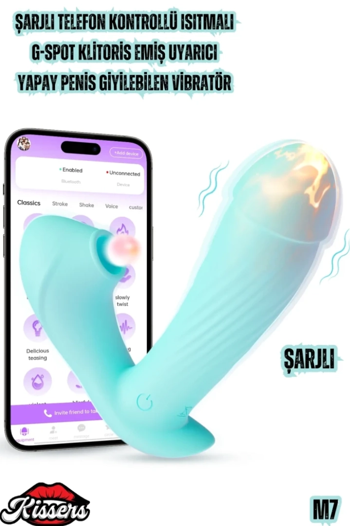#7669 - M7 Şarjlı Telefon Kontrollü Isıtmalı G-Spot Klitoris Emiş Uyarıcı Vibratör
