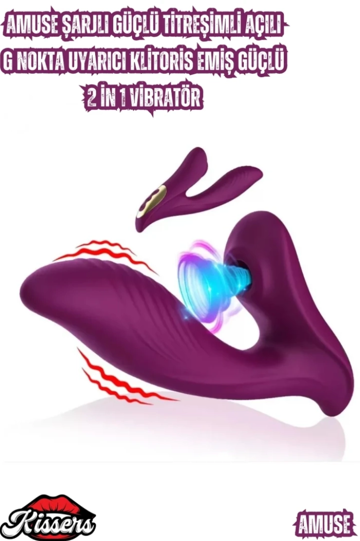 #7675 - Sıvı Geçirmez 2si 1 Arada Vibratör - Klitoris Emiş ve G-Spot Uyarıcı