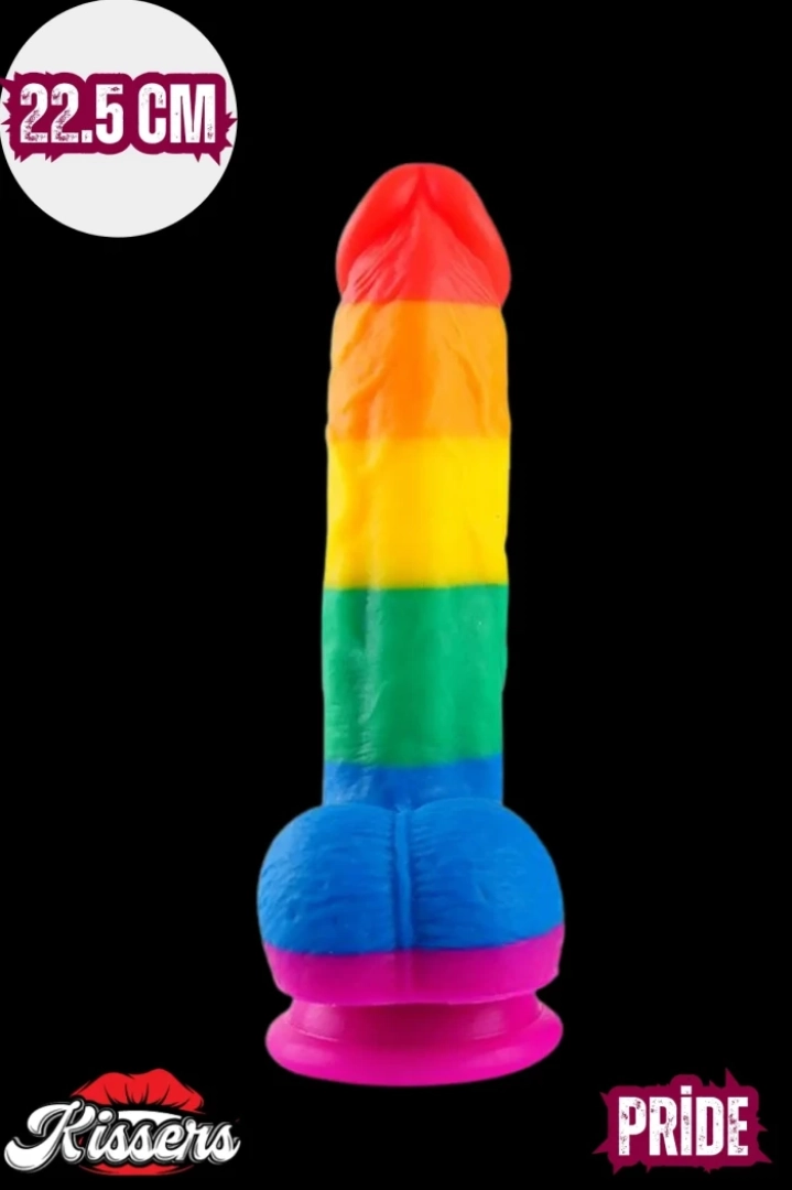 #7689 - Gökkuşağı Renkli Ultra Realistik Yapay Penis Dildo - 22.5 cm