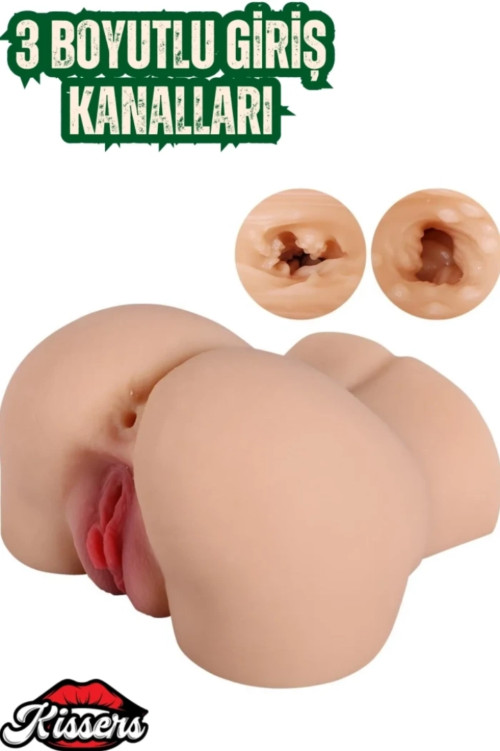 #7699 - Gerçekçi Boyutta Titreşimli Anal ve Vajina Mastürbatör - Kissers