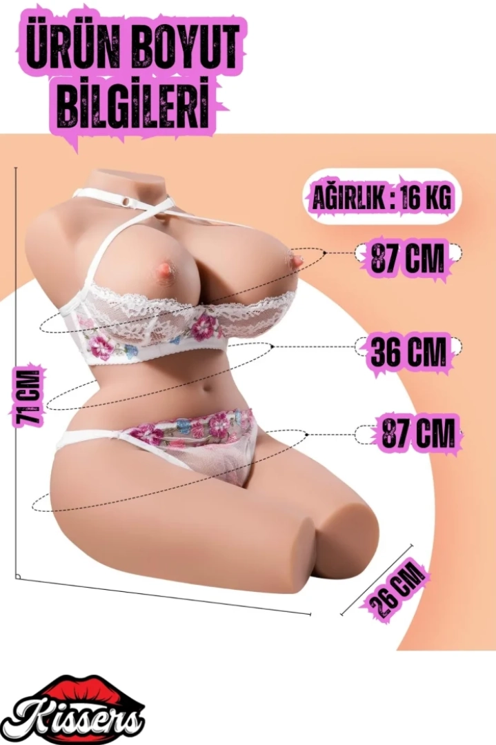 #7704 - Gerçekçi Realistik Manken 16 Kg Çift Girişli Yarım Vücut Mastürbatör
