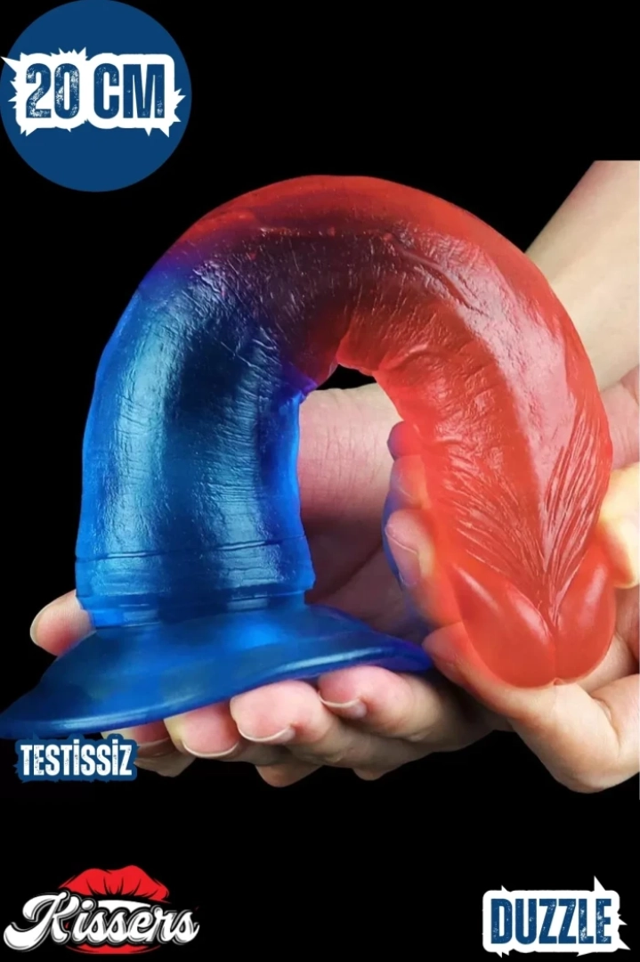 #7706 - Renkli Şeffaf Jel Dokusunda 20 cm Realistik Penis Dildo
