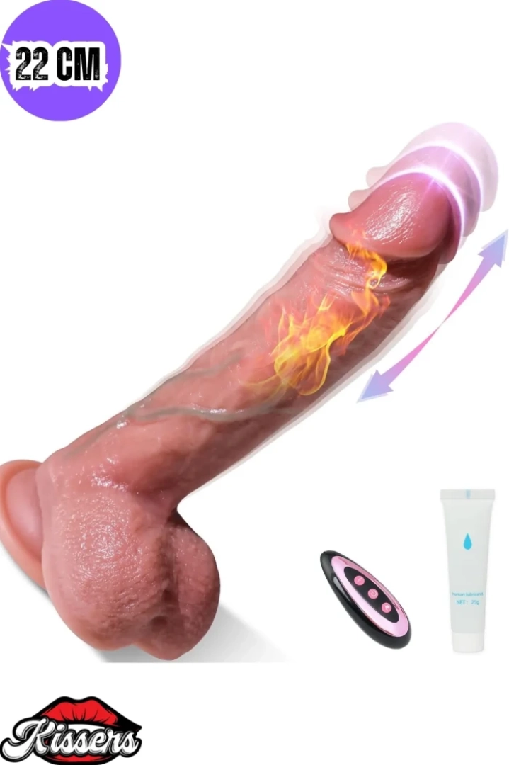 #7711 - 22 cm Realistik Ten Rengi Uzaktan Kumandalı Isıtmalı Penis Dildo