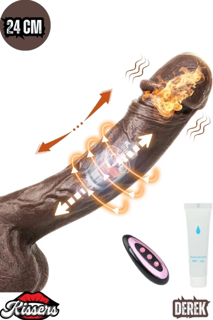 #7735 - Gerçekçi Esmer Ten Penis Dildo - 24 cm Uzaktan Kumandalı