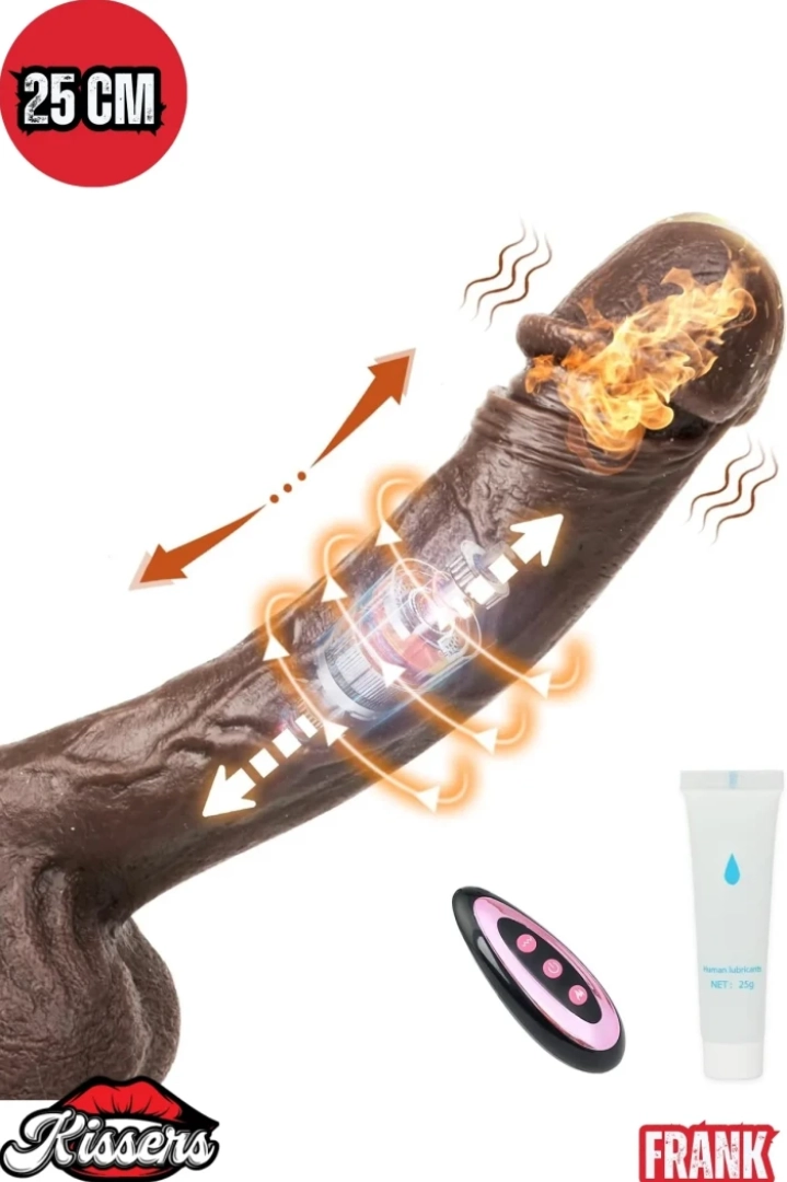 #7740 - Gerçekçi Esmer Ten Penis Dildo 25 cm - Uzaktan Kumandalı ve Isıtmalı