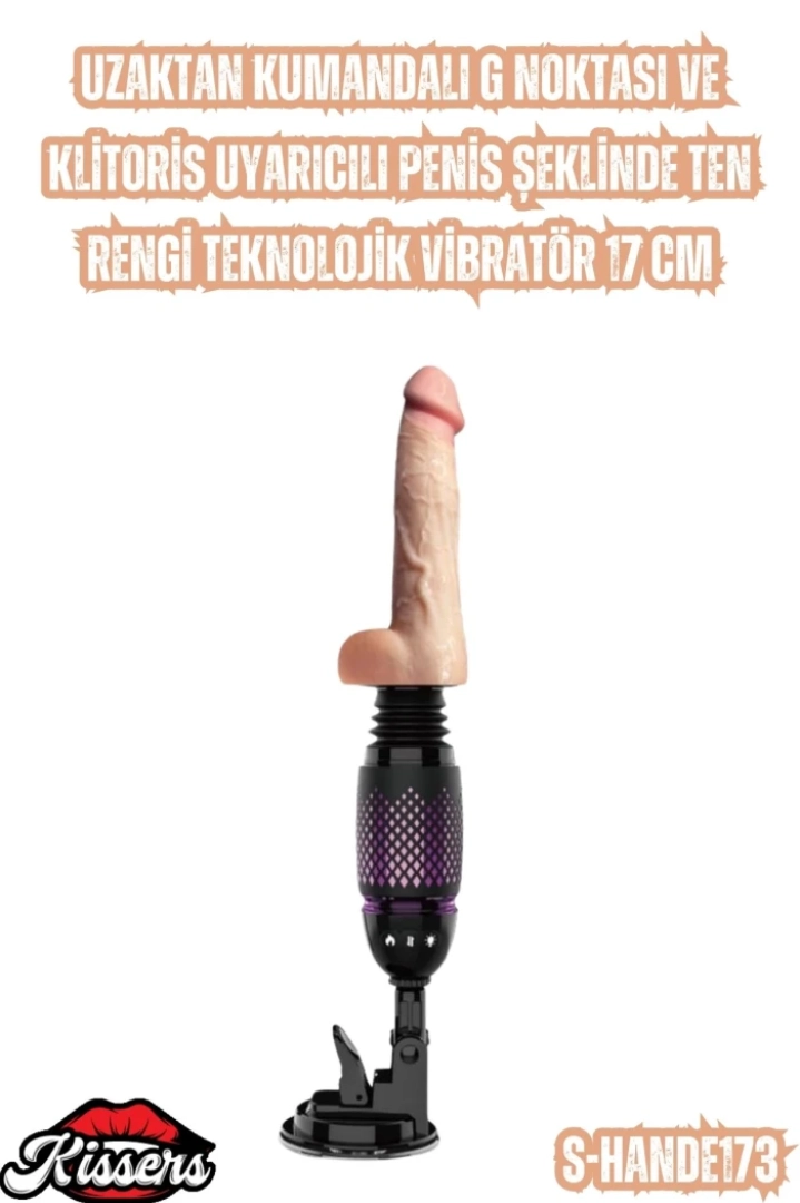 #6758 - Teknolojik Vibratör - Uzaktan Kumandalı G Noktası ve Klitoris Uyarıcılı Penis Şeklinde 17 cm