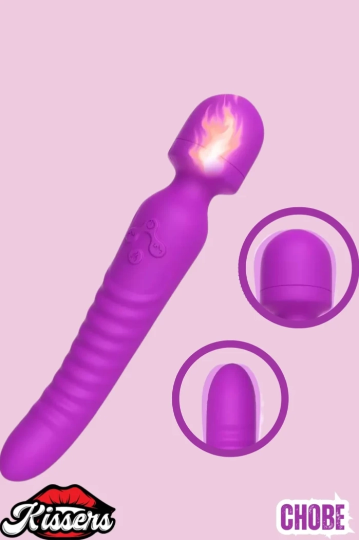 #7748 - Isıtmalı Klitoris Uyarıcılı Vibratör - Mor 23 Cm
