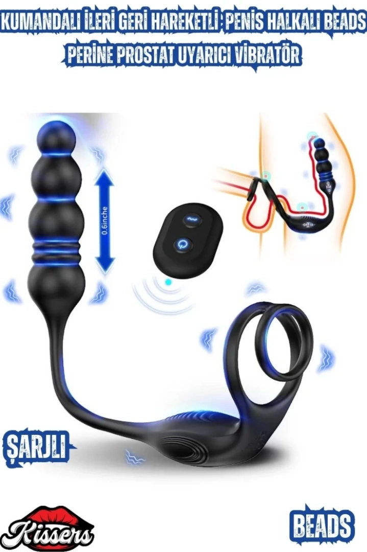 #7763 - Keyifli Anlarınıza Renk Katacak İleri Geri Hareketli Penis Halkalı Vibratör